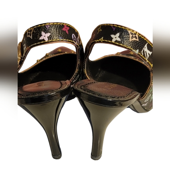 LOUIS VUITTON Murakami Monogram Studded Sling Back Pump Shoes SZ 39 - US size 9 - Picture 3 of 9